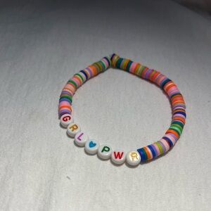 Heishi Bead “grl pwr” Bracelet Handmade Girls Women Friendship Beaded Stretch